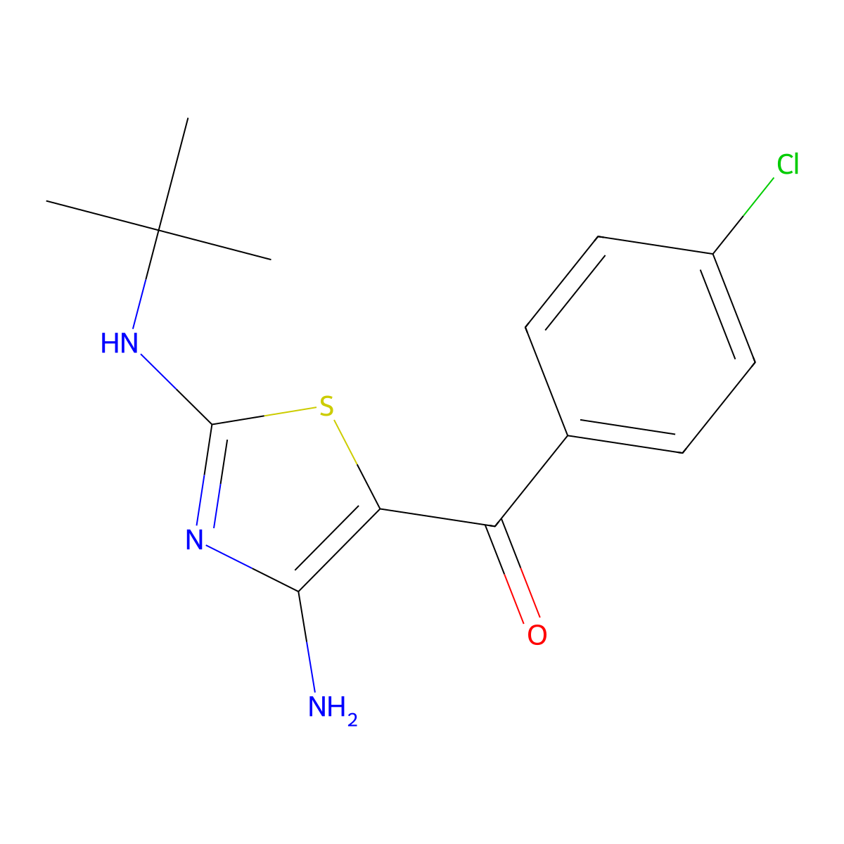 [4-Amino-2-(tert-butylamino)-1,3-thiazol-5-yl](4-chlorophenyl)methanone molecular structure, CAS 339020-27-8