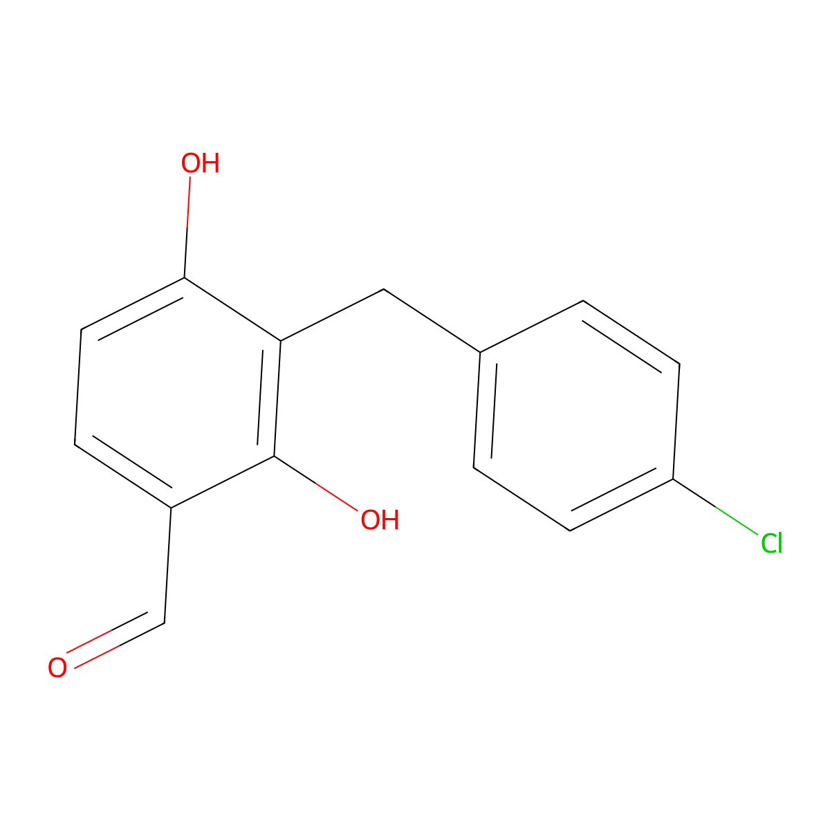 3-[(4-Chlorophenyl)methyl]-2,4-dihydroxybenzaldehyde molecular structure, CAS 339020-35-8