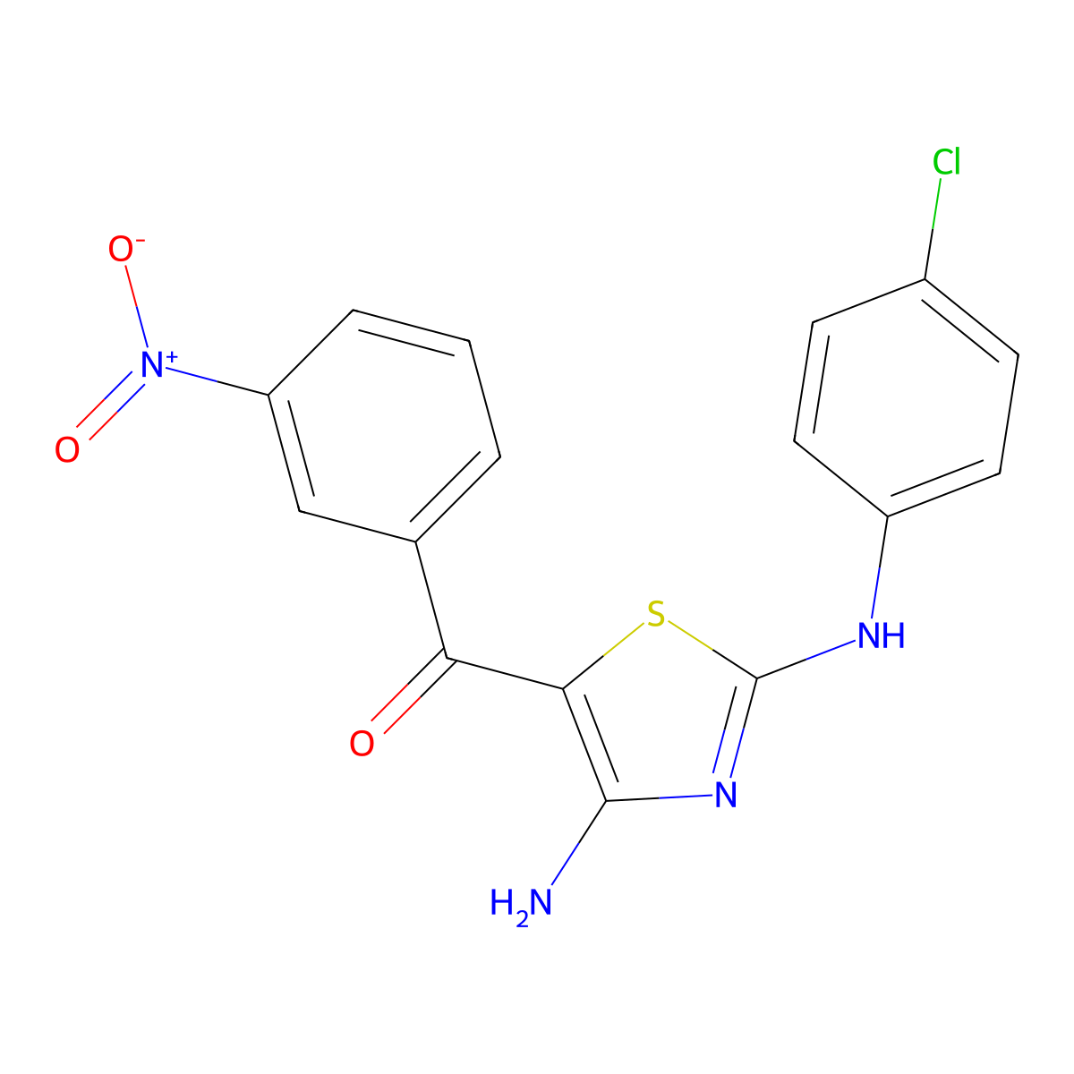 {4-Amino-2-[(4-Chlorophenyl)amino]-1,3-Thiazol-5-Yl}(3-Nitrophenyl)methanone molecular structure, CAS 339020-37-0