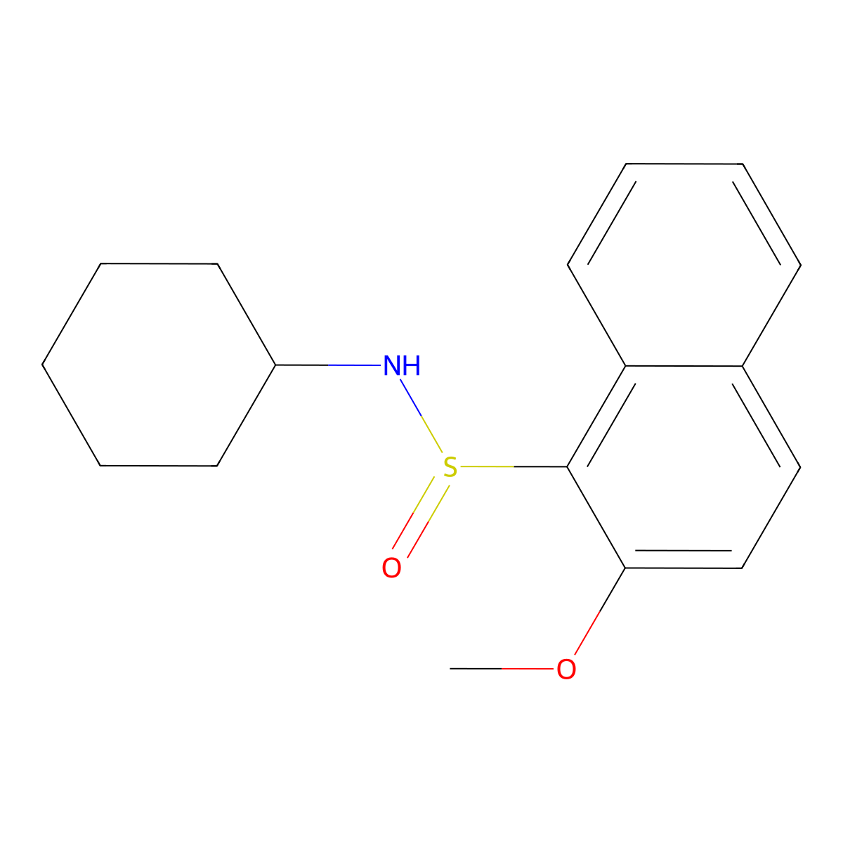 N-cyclohexyl-2-methoxynaphthalene-1-sulfinamide molecular structure, CAS 339020-40-5