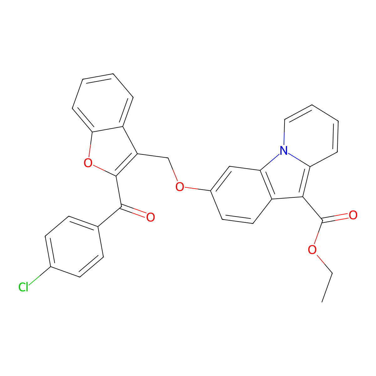 Ethyl 3-{[2-(4-chlorobenzoyl)-1-benzofuran-3-yl]methoxy}pyrido[1,2-a]indole-10-carboxylate molecular structure, CAS 339020-42-7