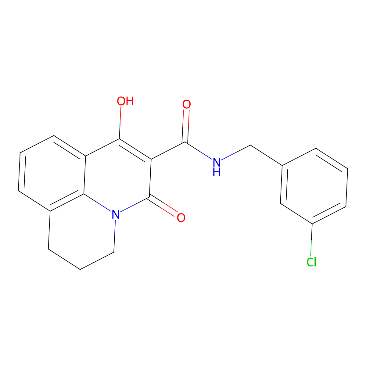 N-(3-chlorobenzyl)-7-hydroxy-5-oxo-2,3-dihydro-1H,5H-pyrido[3,2,1-ij]quinoline-6-carboxamide molecular structure, CAS 339020-53-0