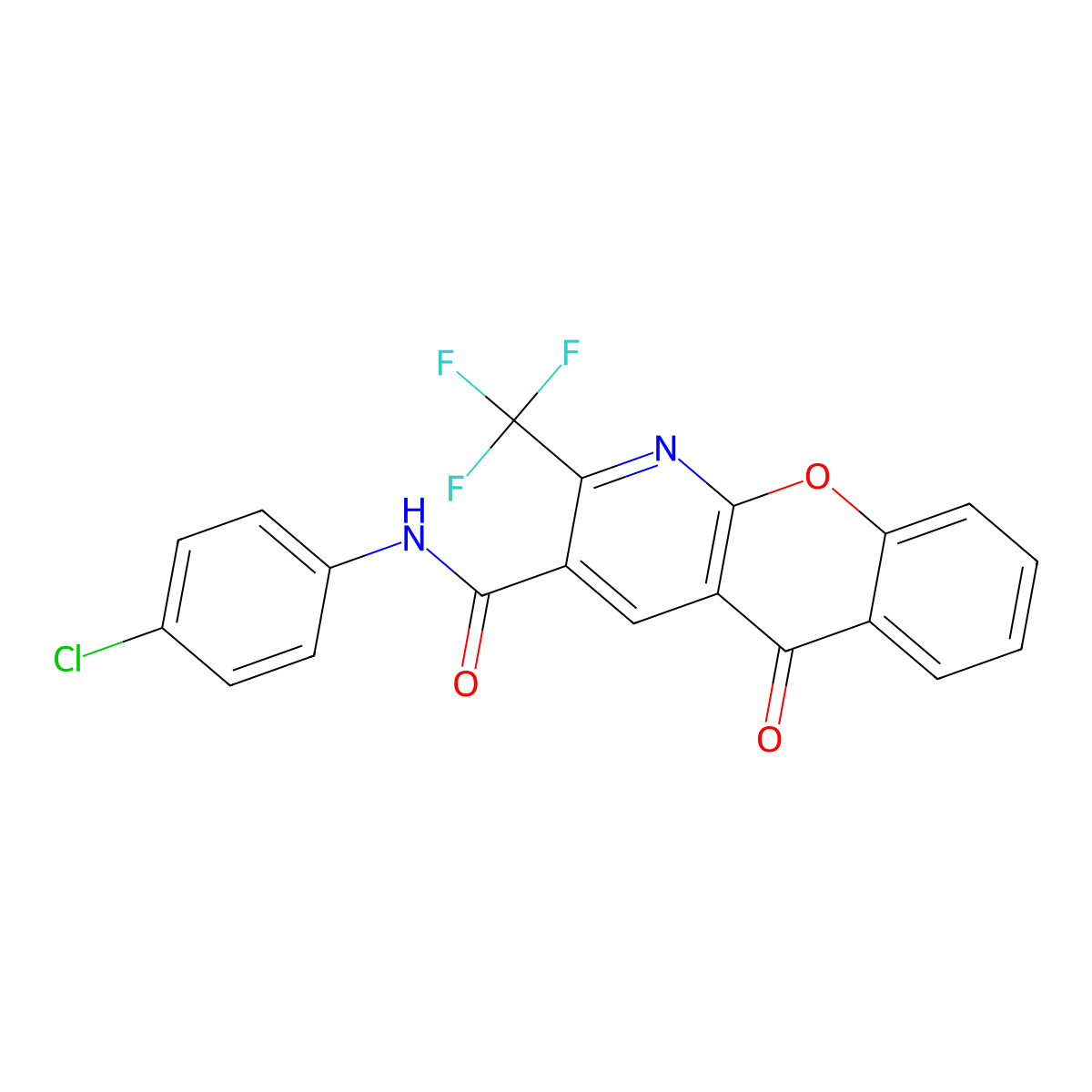N-(4-chlorophenyl)-5-oxo-2-(trifluoromethyl)-5H-chromeno[2,3-b]pyridine-3-carboxamide molecular structure, CAS 339020-62-1