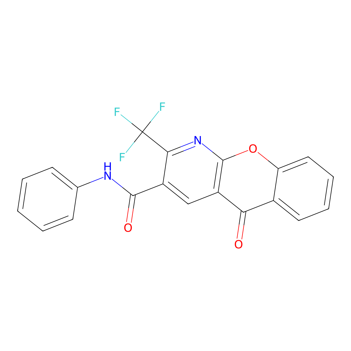5-oxo-N-phenyl-2-(trifluoromethyl)-5H-chromeno[2,3-b]pyridine-3-carboxamide molecular structure, CAS 339020-72-3