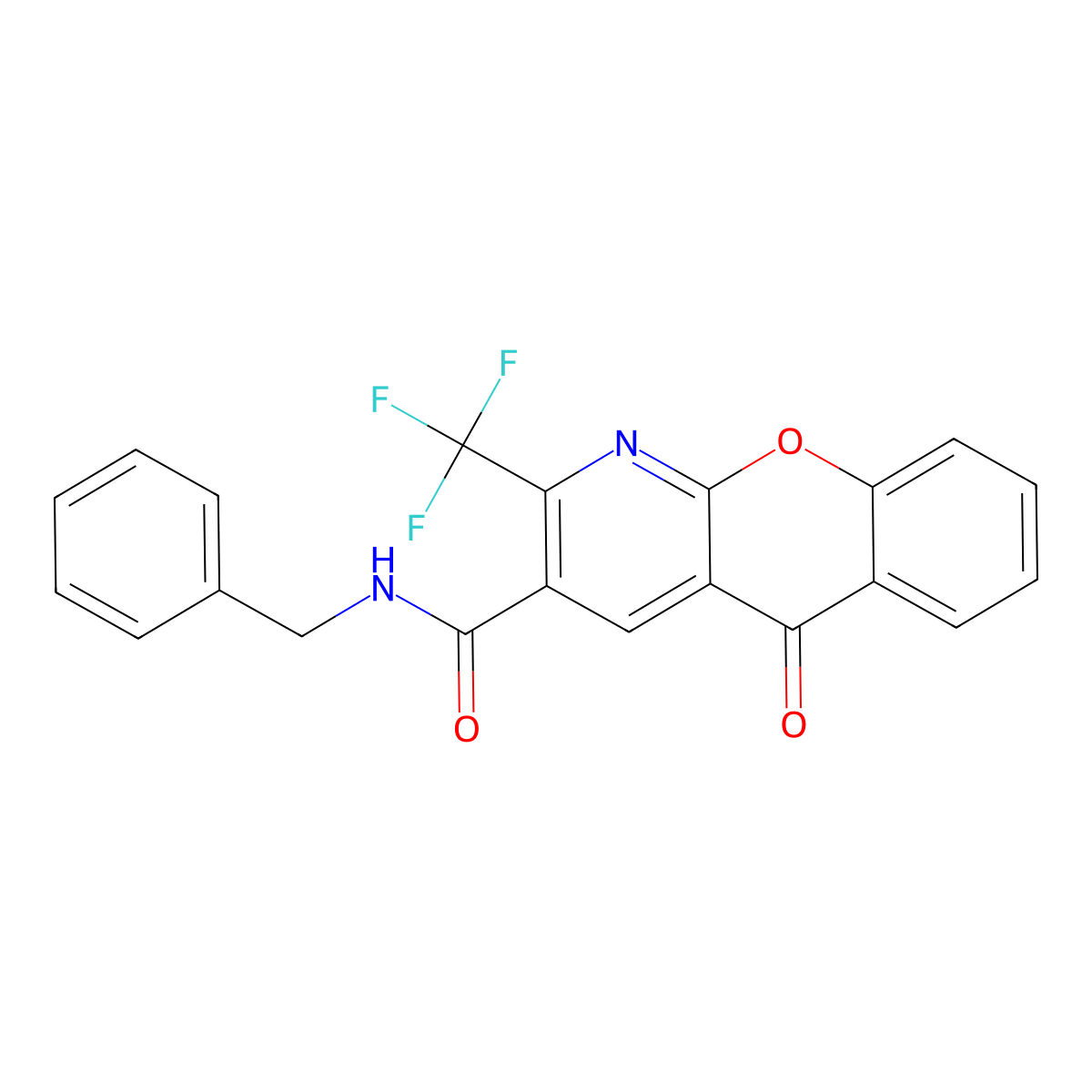 N-benzyl-5-oxo-2-(trifluoromethyl)-5H-chromeno[2,3-b]pyridine-3-carboxamide molecular structure, CAS 339020-73-4