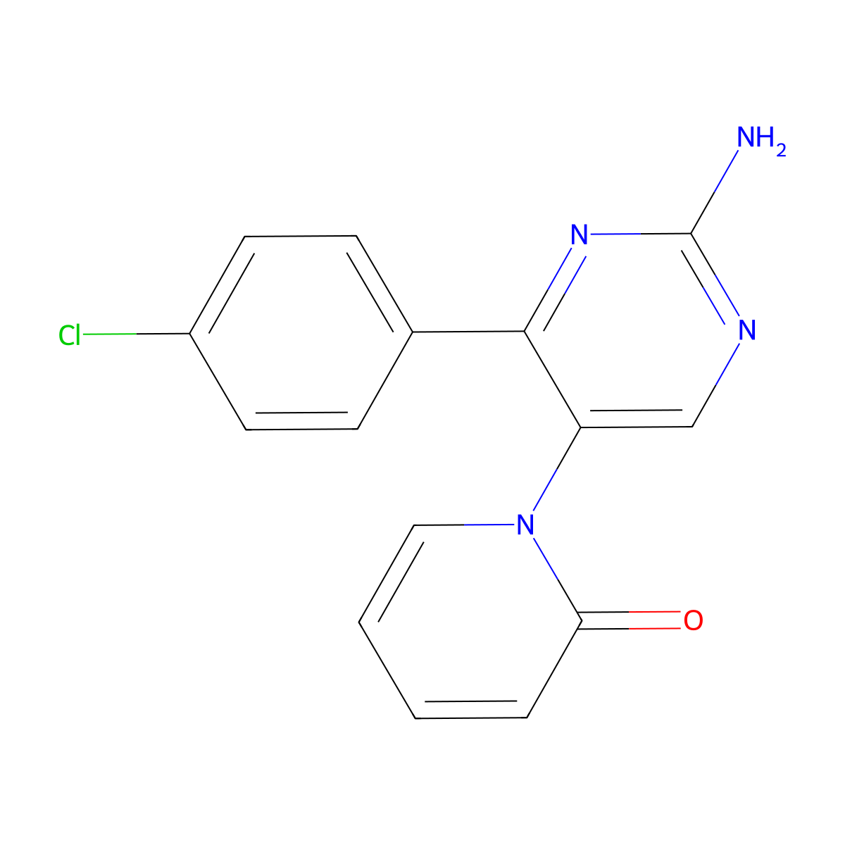 1-[2-amino-4-(4-chlorophenyl)-5-pyrimidinyl]-2(1H)-pyridinone molecular structure, CAS 339020-91-6