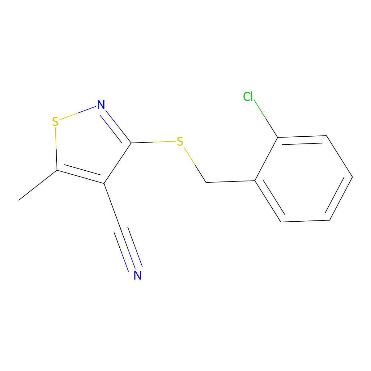 3-[(2-Chlorobenzyl)sulfanyl]-5-methyl-4-isothiazolecarbonitrile molecular structure, CAS 339021-03-3