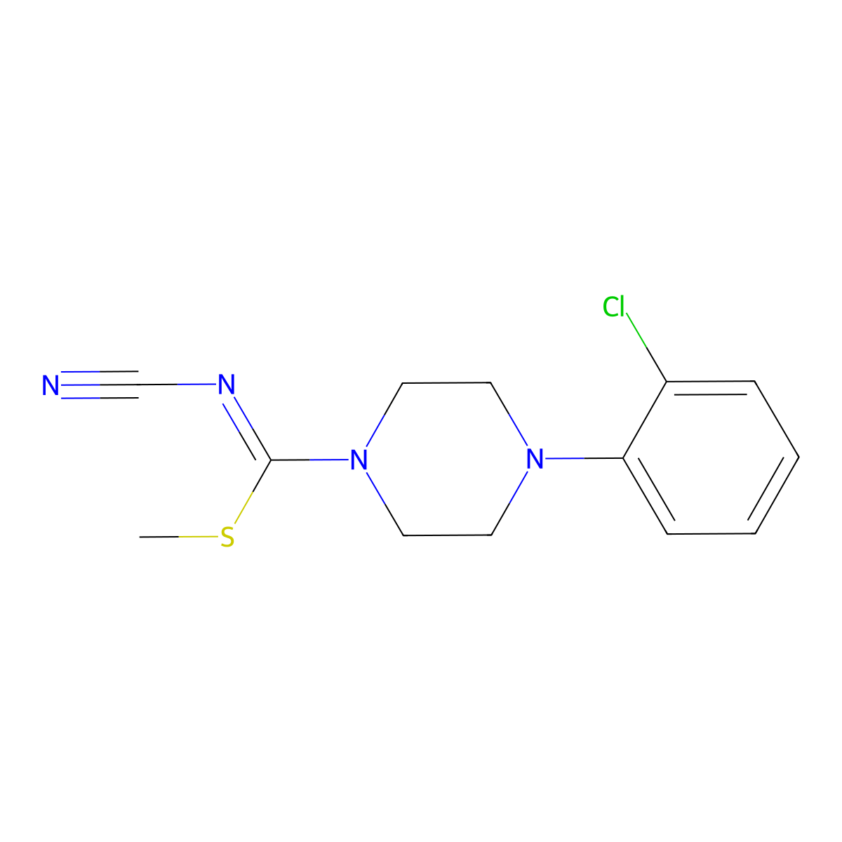methyl 4-(2-chlorophenyl)-N-cyanotetrahydro-1(2H)-pyrazinecarbimidothioate molecular structure, CAS 339021-06-6