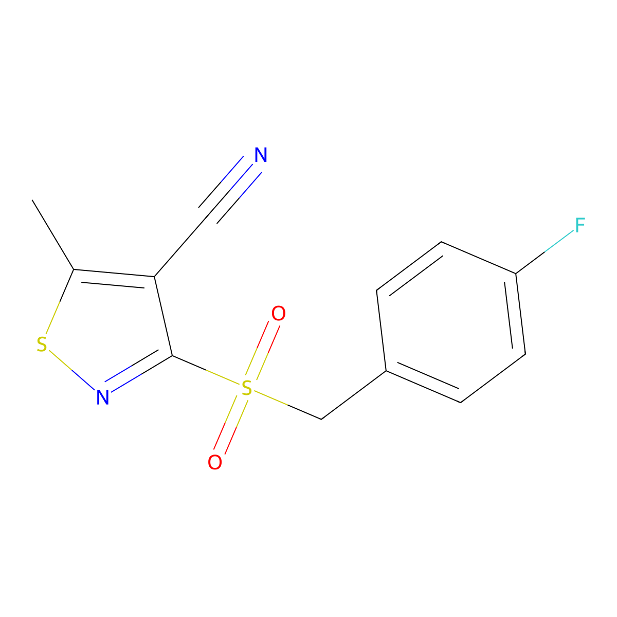 3-[(4-Fluorobenzyl)sulfonyl]-5-methyl-4-isothiazolecarbonitrile molecular structure, CAS 339021-12-4