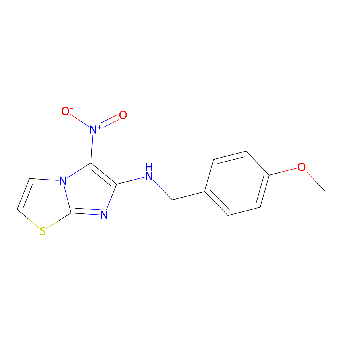 N-(4-methoxybenzyl)-5-nitroimidazo[2,1-b][1,3]thiazol-6-amine molecular structure, CAS 339021-37-3