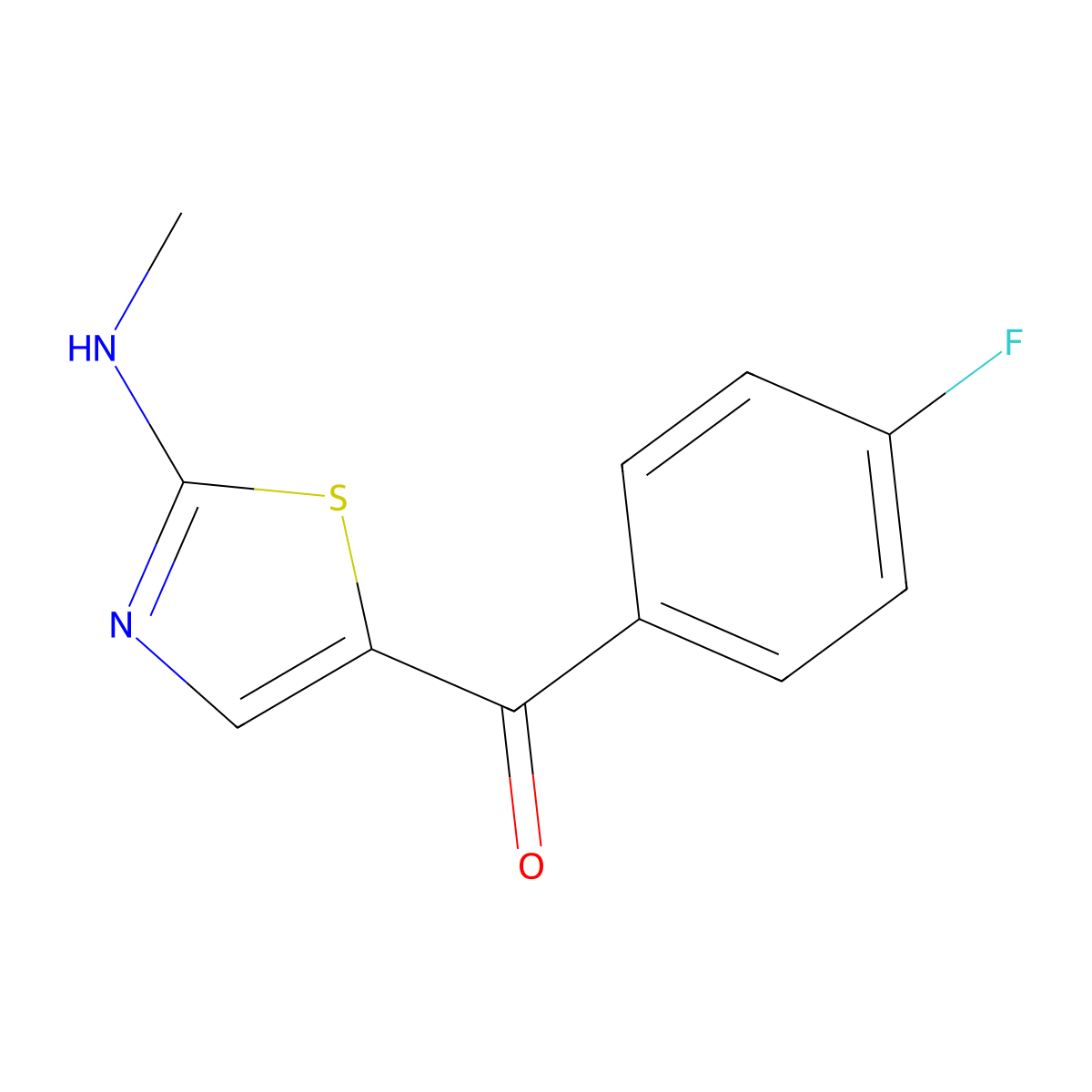(4-Fluorophenyl)[2-(methylamino)-1,3-thiazol-5-yl]methanone molecular structure, CAS 339021-39-5