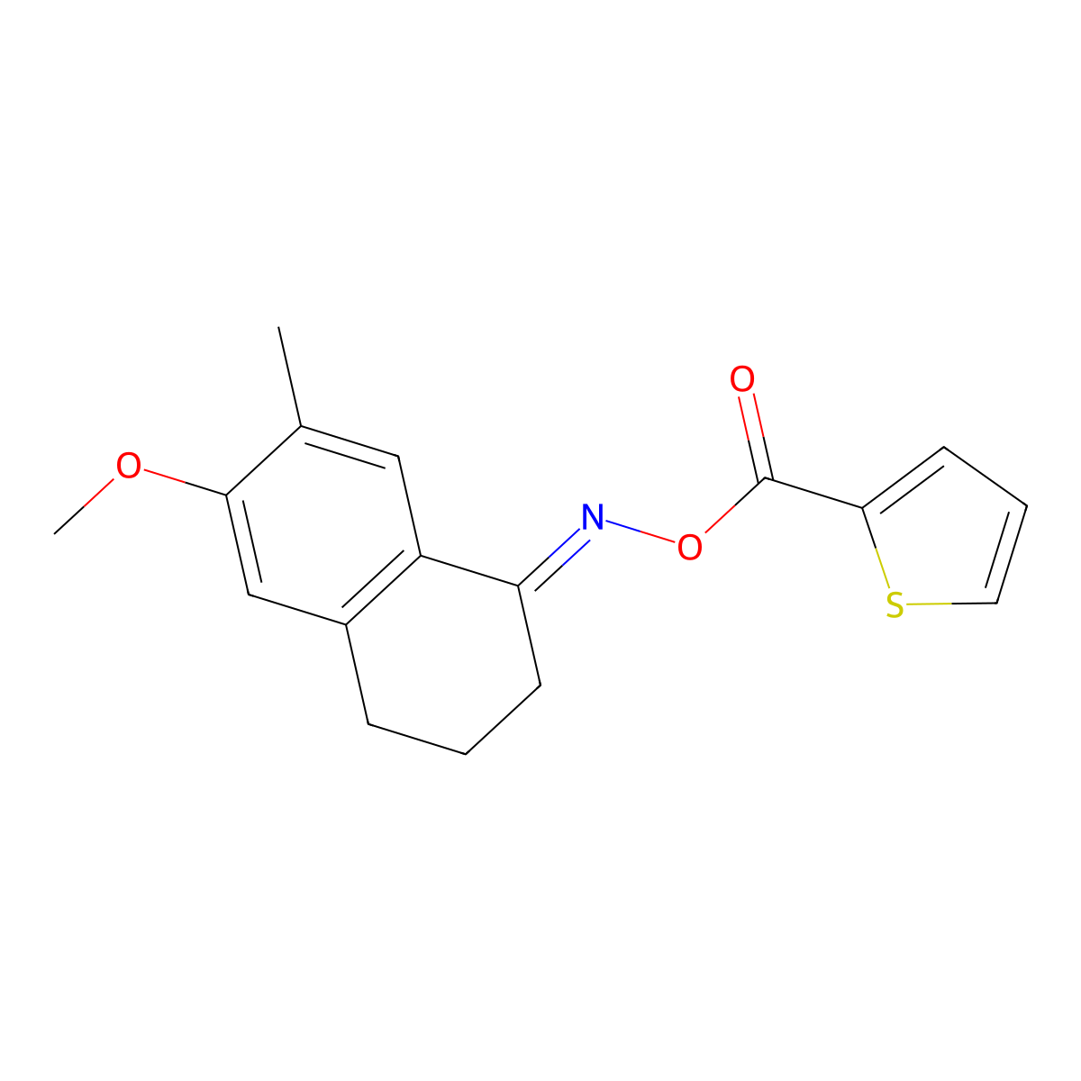 3,4-Dihydro-6-methoxy-7-methyl-1(2H)-naphthalenone O-(2-thienylcarbonyl)oxime molecular structure, CAS 339022-01-4