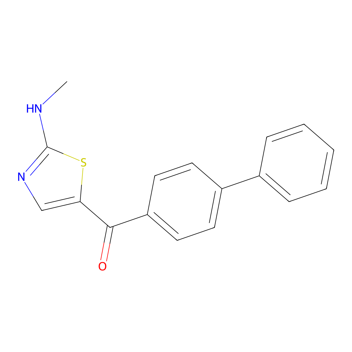[1,1'-Biphenyl]-4-yl[2-(methylamino)-1,3-thiazol-5-yl]methanone molecular structure, CAS 339022-07-0