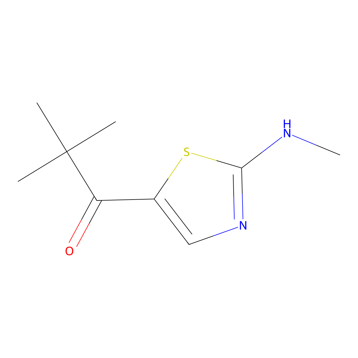 2,2-Dimethyl-1-[2-(methylamino)-1,3-thiazol-5-yl]propan-1-one molecular structure, CAS 339022-25-2