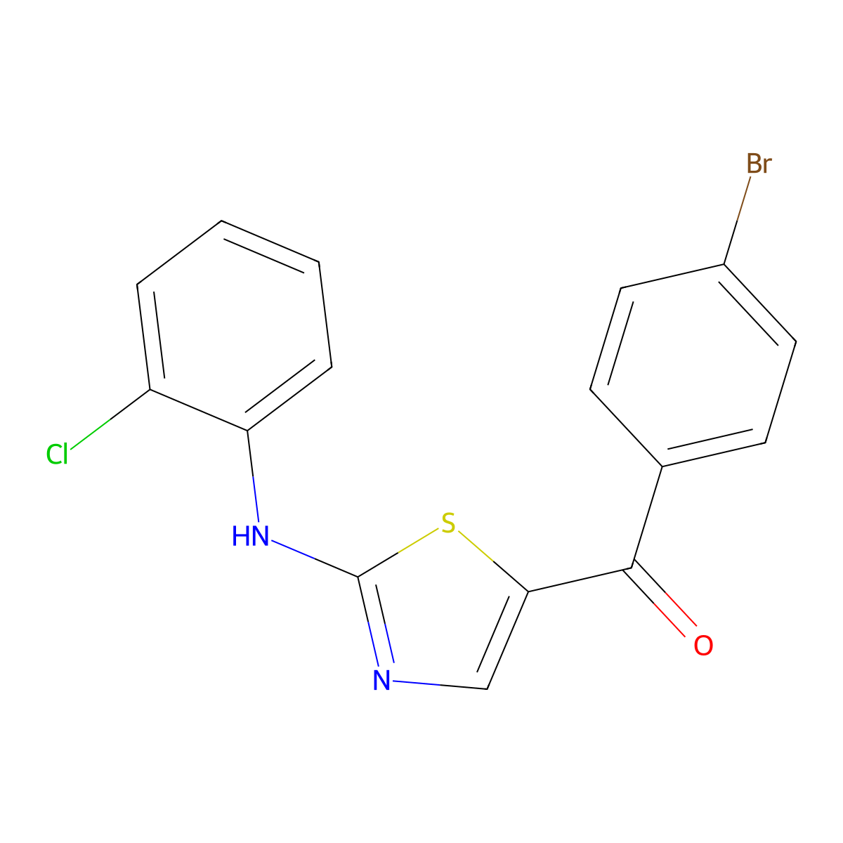 (4-Bromophenyl)[2-(2-chloroanilino)-1,3-thiazol-5-yl]methanone molecular structure, CAS 339022-37-6
