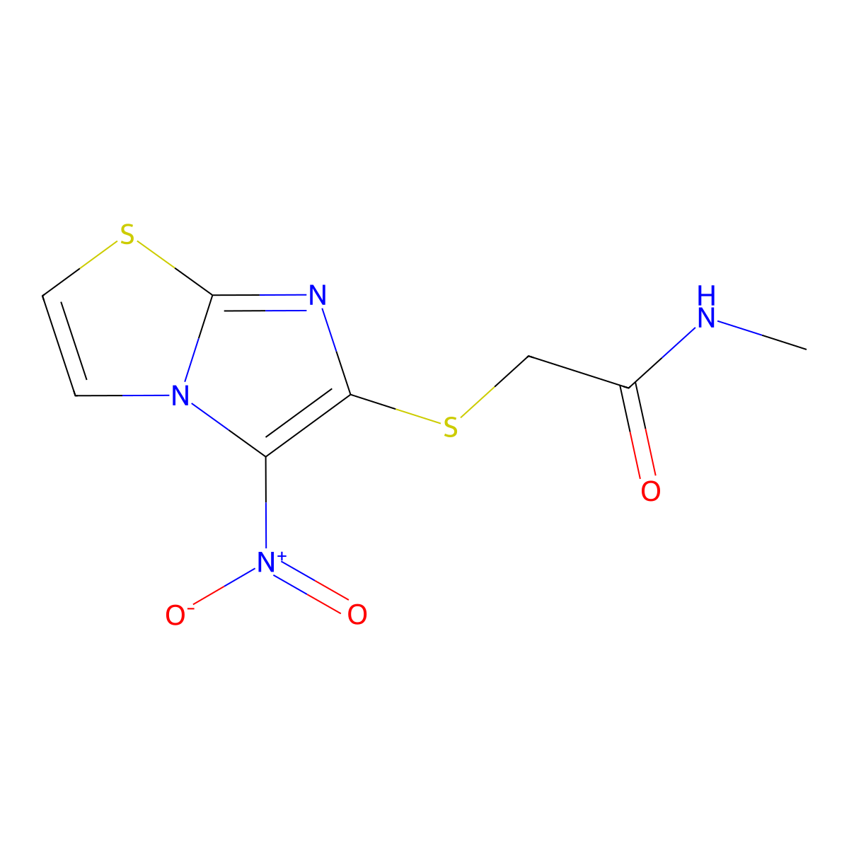 N-methyl-2-[(5-nitroimidazo[2,1-b][1,3]thiazol-6-yl)sulfanyl]acetamide molecular structure, CAS 339022-45-6