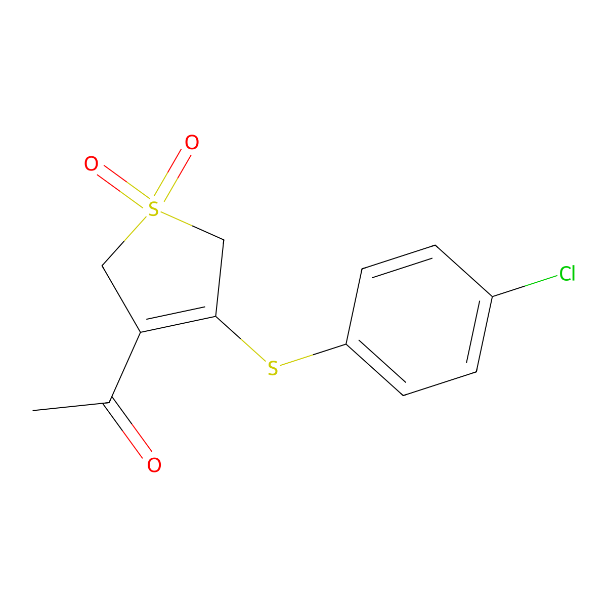 3-acetyl-4-[(4-chlorophenyl)sulfanyl]-2,5-dihydro-1H-1lambda~6~-thiophene-1,1-dione molecular structure, CAS 339022-63-8