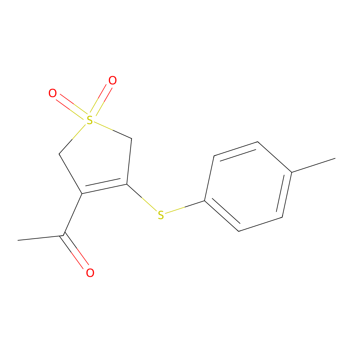 3-acetyl-4-[(4-methylphenyl)sulfanyl]-2,5-dihydro-1H-1lambda~6~-thiophene-1,1-dione molecular structure, CAS 339022-67-2