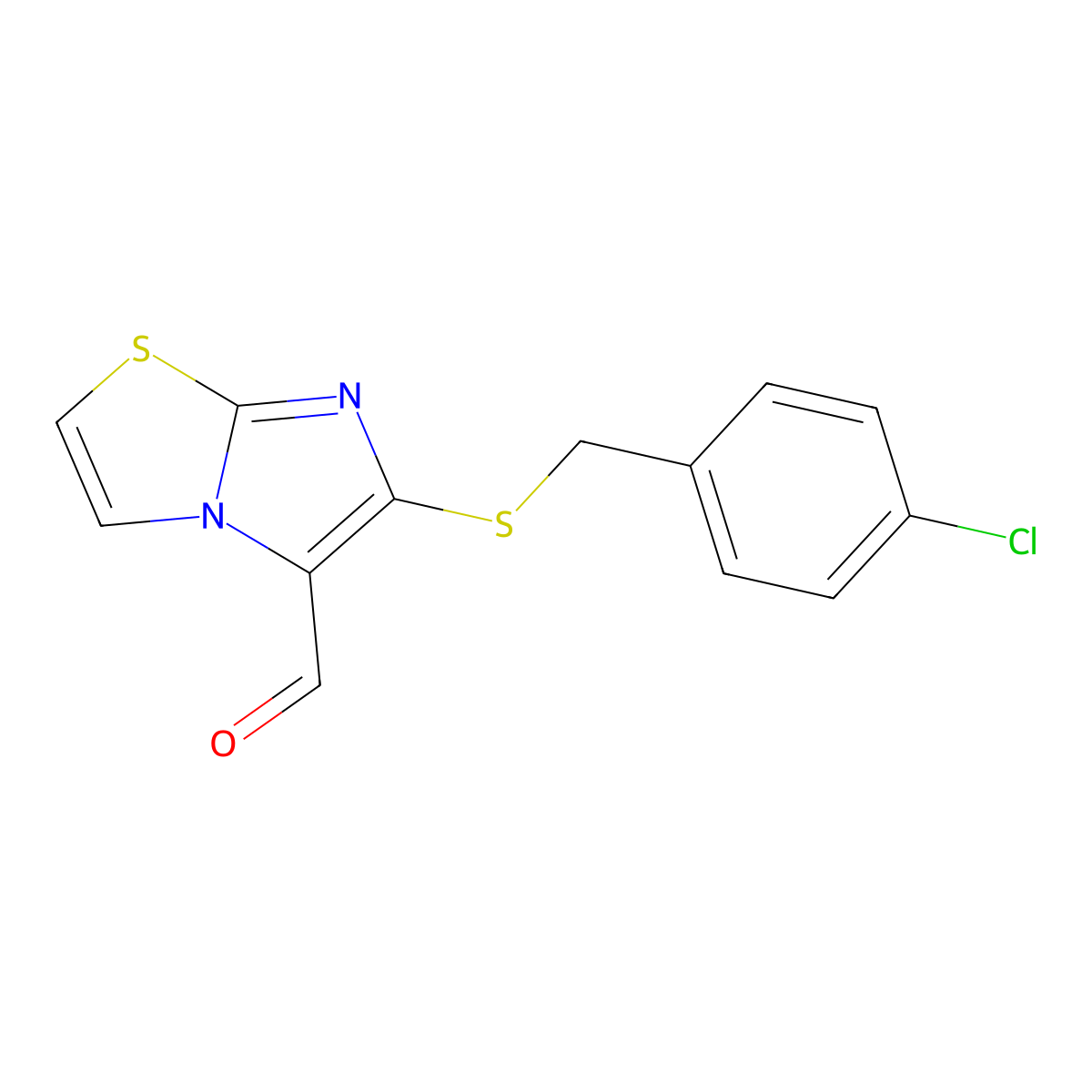 6-[(4-Chlorobenzyl)sulfanyl]imidazo[2,1-b][1,3]thiazole-5-carbaldehyde molecular structure, CAS 339023-13-1