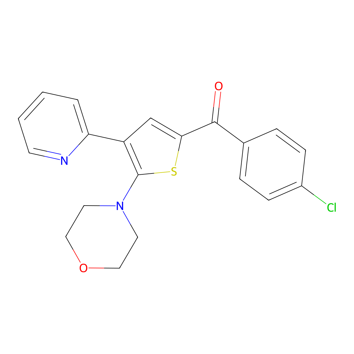 (4-Chlorophenyl)[5-morpholino-4-(2-pyridinyl)-2-thienyl]methanone molecular structure, CAS 339023-17-5