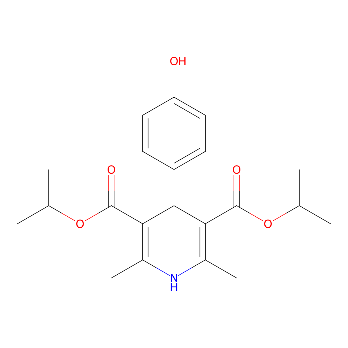 Diisopropyl 4-(4-hydroxyphenyl)-2,6-dimethyl-1,4-dihydropyridine-3,5-dicarboxylate molecular structure, CAS 339023-20-0