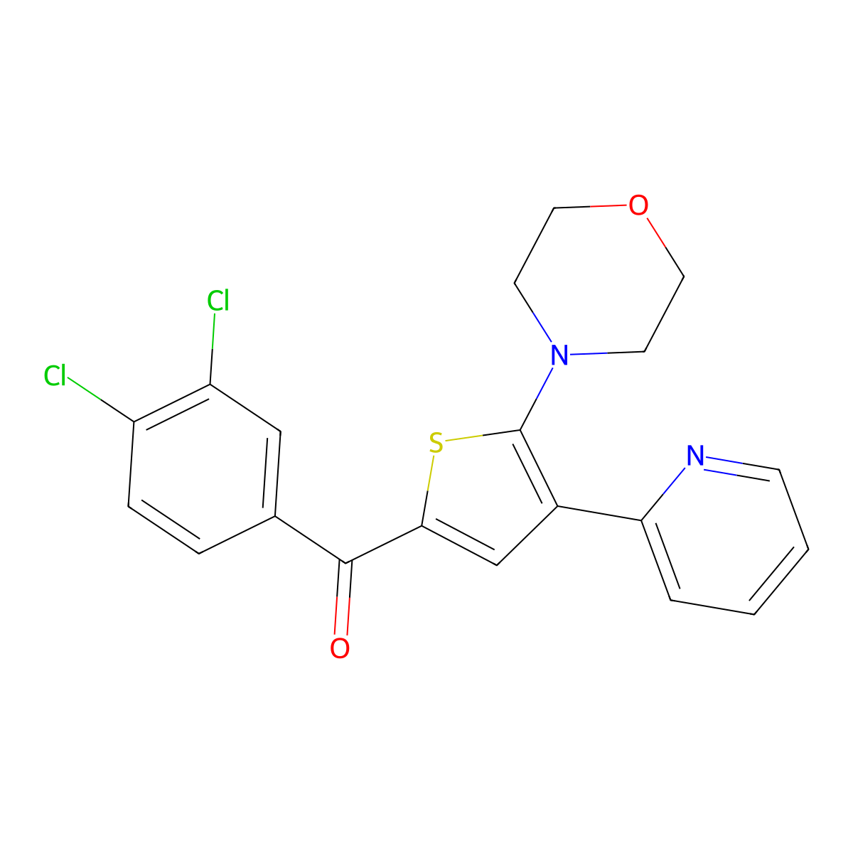 (3,4-Dichlorophenyl)(5-morpholino-4-(2-pyridinyl)-2-thienyl)methanone molecular structure, CAS 339023-23-3