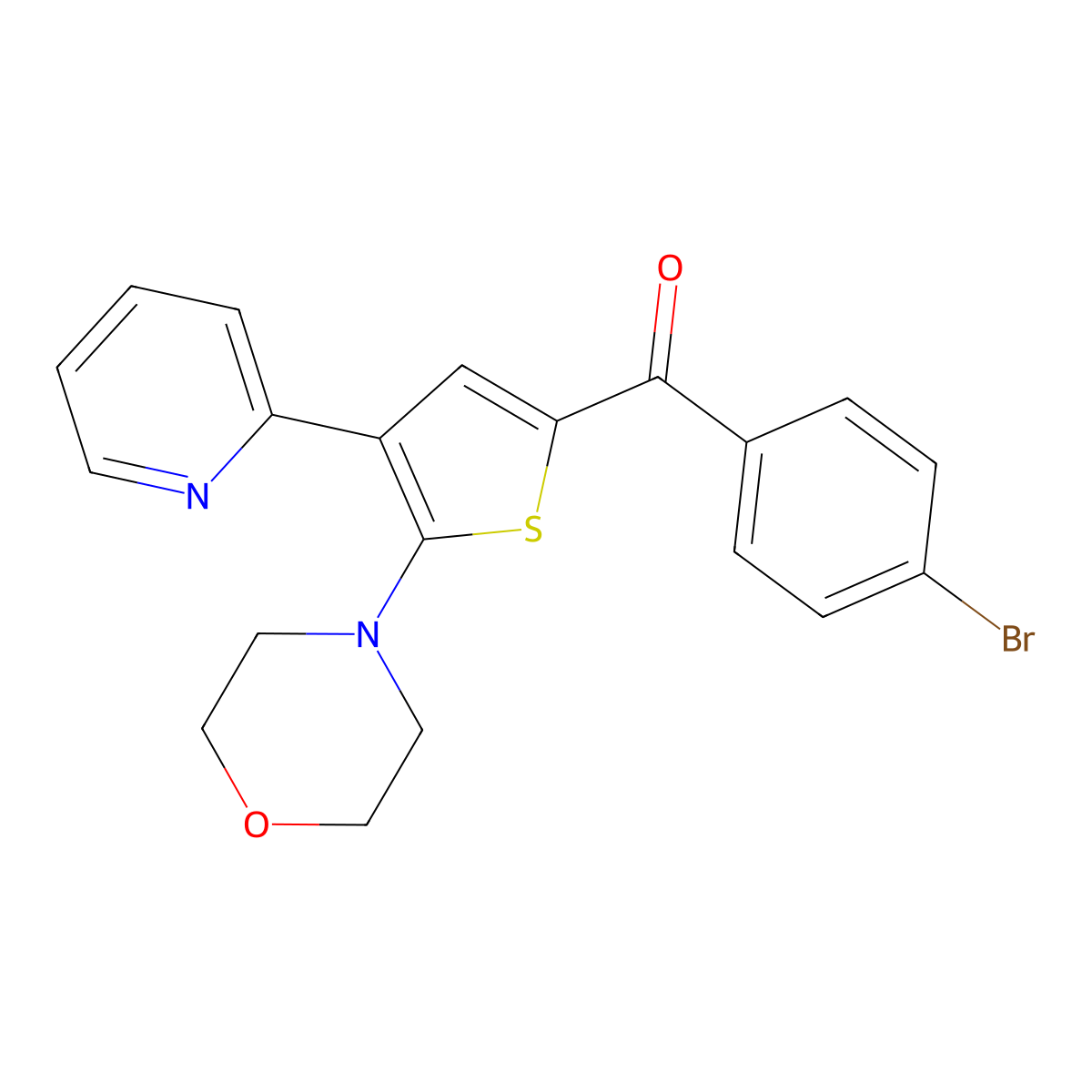 (4-Bromophenyl)(5-morpholino-4-(2-pyridinyl)-2-thienyl)methanone molecular structure, CAS 339023-33-5