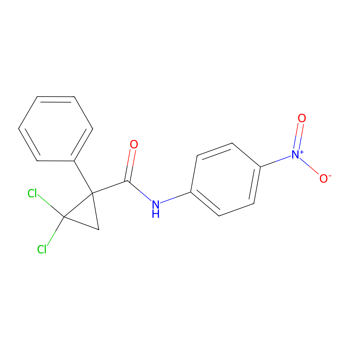 2,2-dichloro-N-(4-nitrophenyl)-1-phenylcyclopropanecarboxamide molecular structure, CAS 339023-34-6