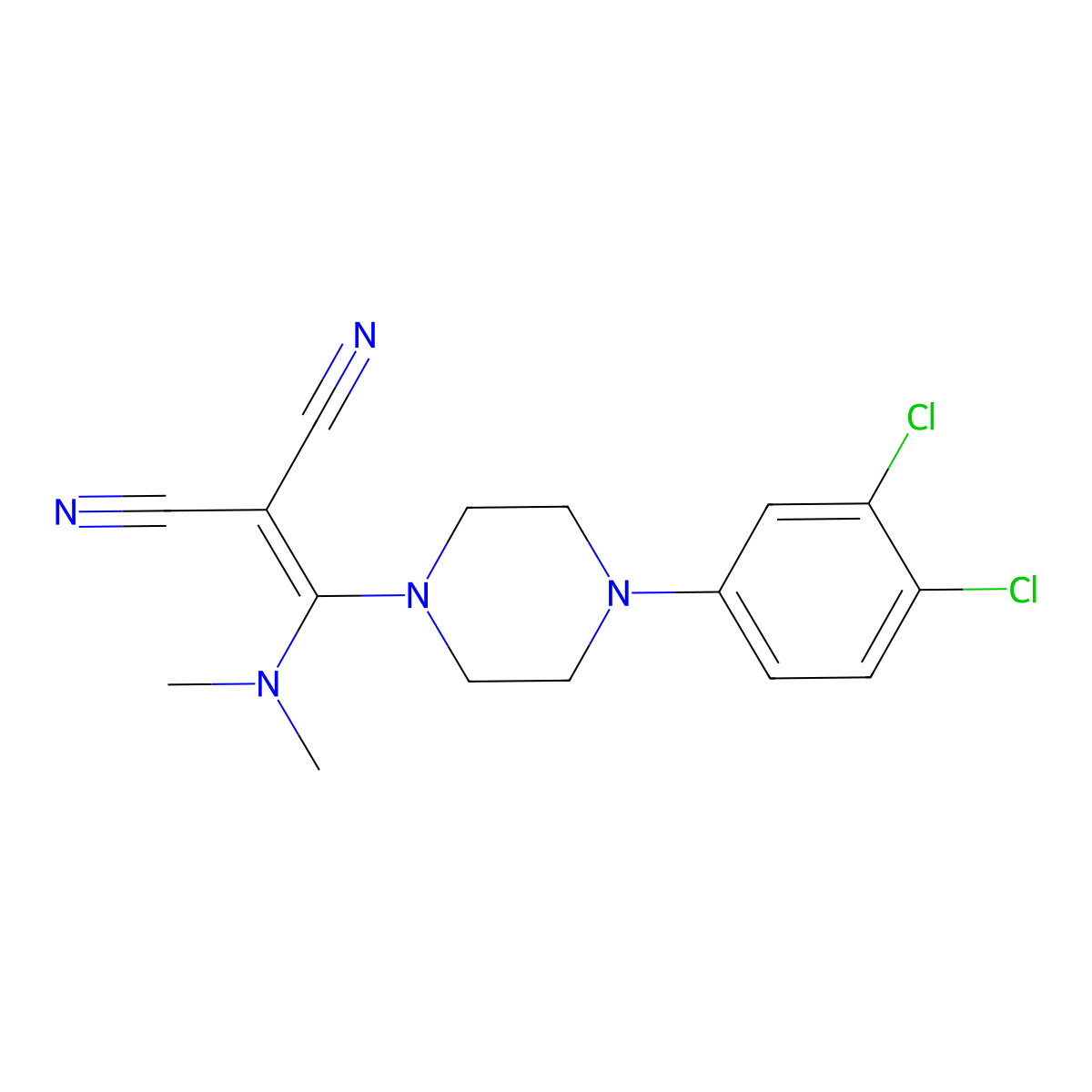 2-[[4-(3,4-Dichlorophenyl)piperazino](dimethylamino)methylene]malononitrile molecular structure, CAS 339023-43-7
