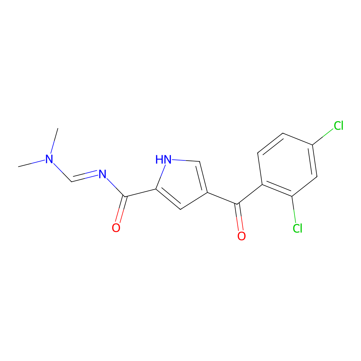 4-(2,4-dichlorobenzoyl)-N-[(dimethylamino)methylene]-1H-pyrrole-2-carboxamide molecular structure, CAS 339023-65-3