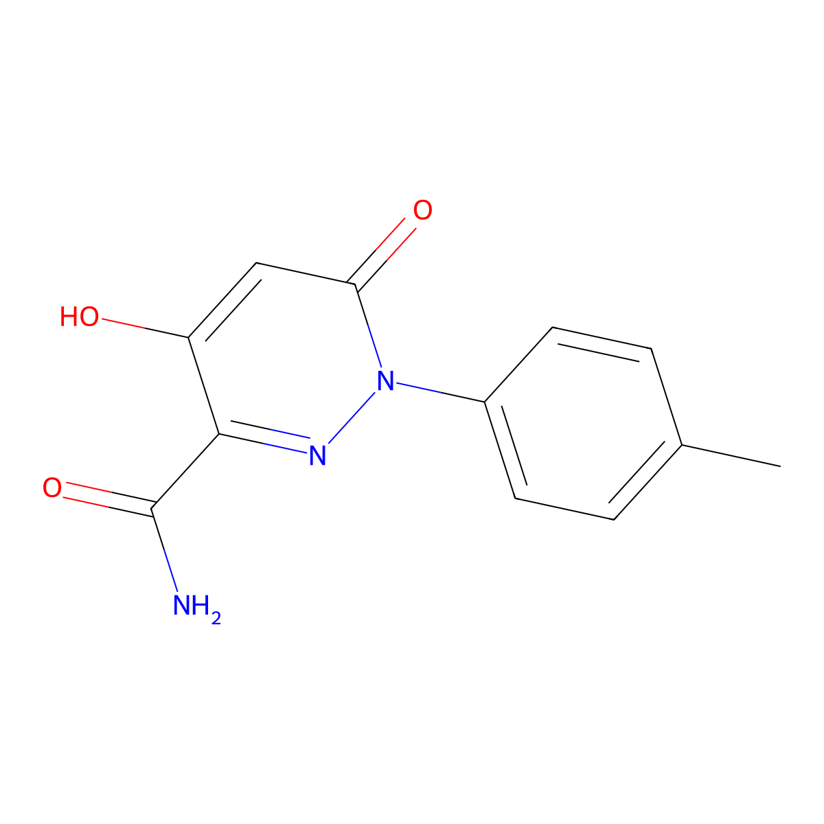 4-Hydroxy-1-(4-methylphenyl)-6-oxo-1,6-dihydro-3-pyridazinecarboxamide molecular structure, CAS 339023-69-7