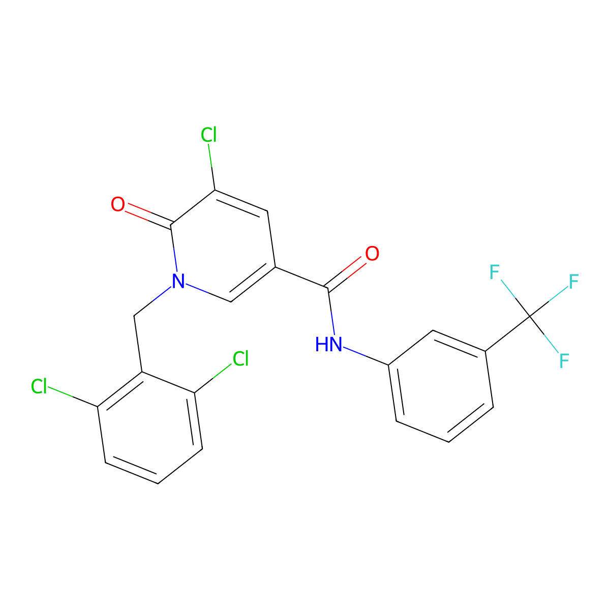 5-chloro-1-[(2,6-dichlorophenyl)methyl]-6-oxo-N-[3-(trifluoromethyl)phenyl]pyridine-3-carboxamide molecular structure, CAS 339023-89-1