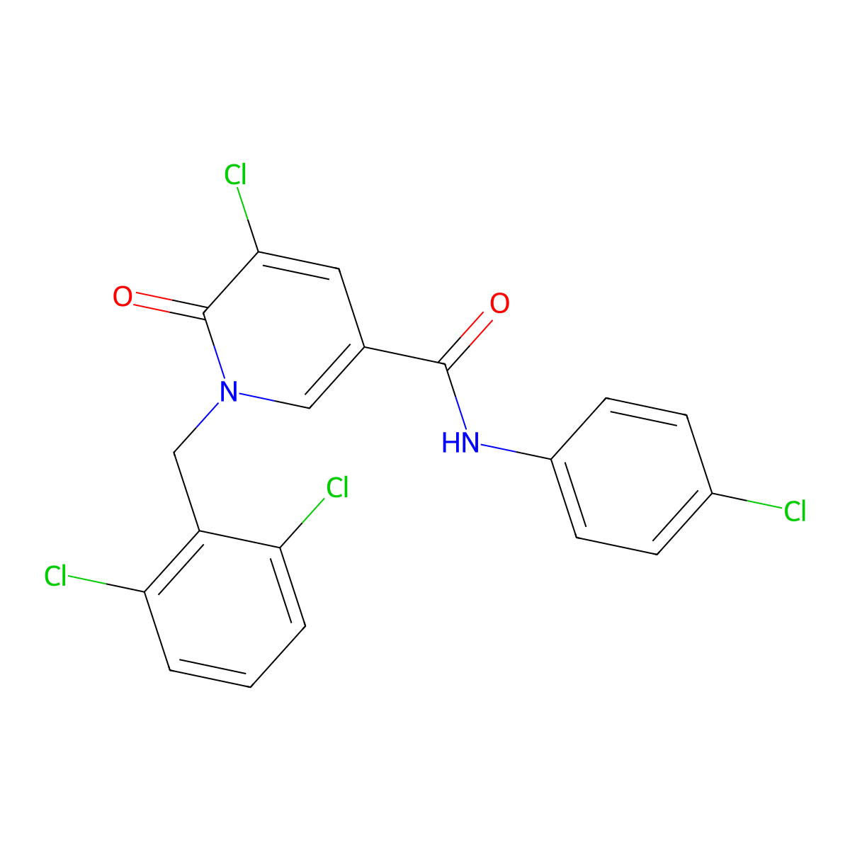 5-chloro-N-(4-chlorophenyl)-1-(2,6-dichlorobenzyl)-6-oxo-1,6-dihydro-3-pyridinecarboxamide molecular structure, CAS 339023-91-5