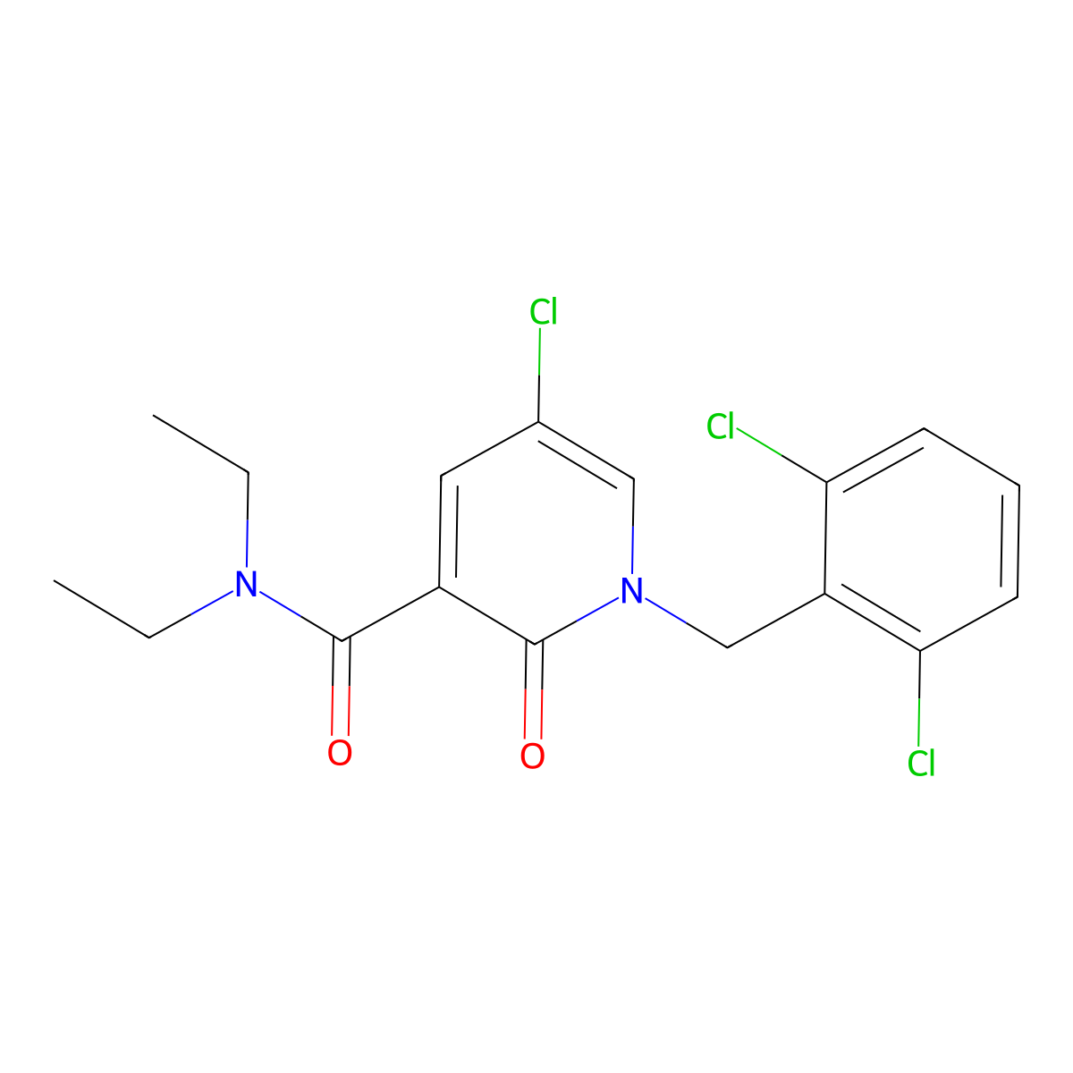 5-chloro-1-(2,6-dichlorobenzyl)-N,N-diethyl-2-oxo-1,2-dihydro-3-pyridinecarboxamide molecular structure, CAS 339023-95-9