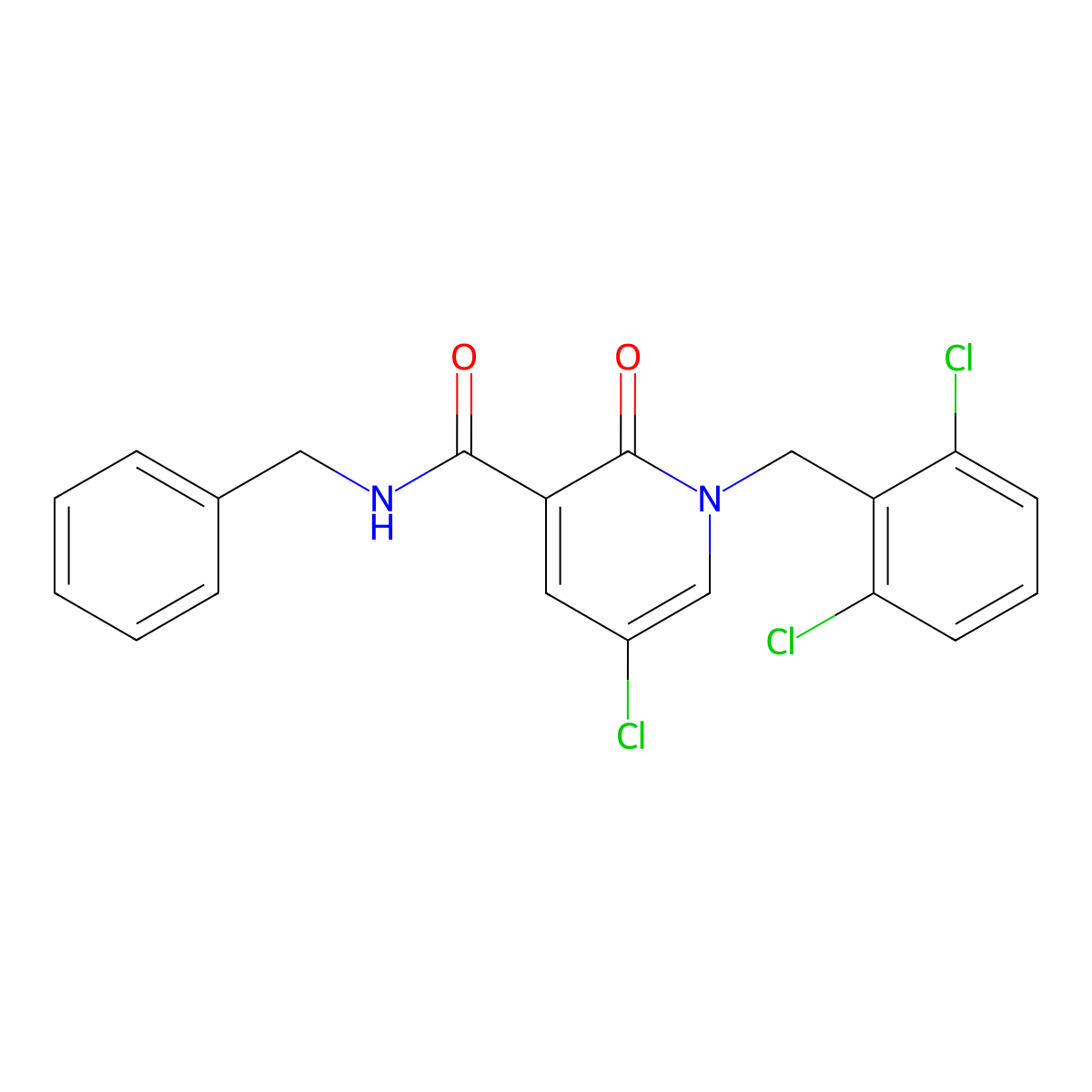 N-benzyl-5-chloro-1-(2,6-dichlorobenzyl)-2-oxo-1,2-dihydro-3-pyridinecarboxamide molecular structure, CAS 339023-96-0