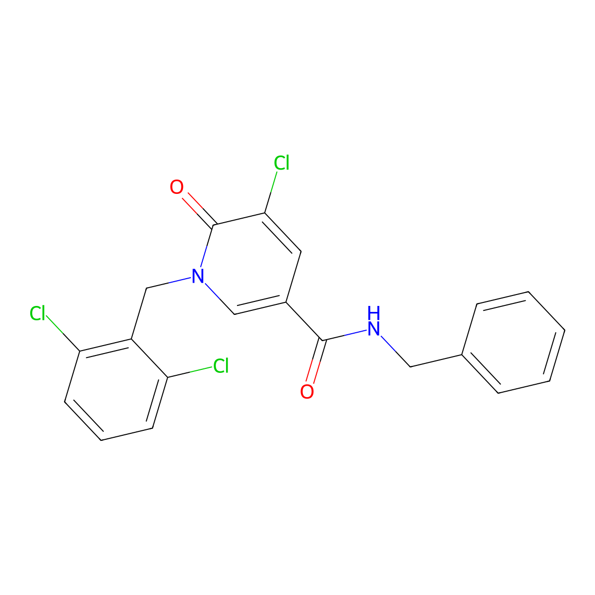 N-benzyl-5-chloro-1-[(2,6-dichlorophenyl)methyl]-6-oxopyridine-3-carboxamide molecular structure, CAS 339023-98-2