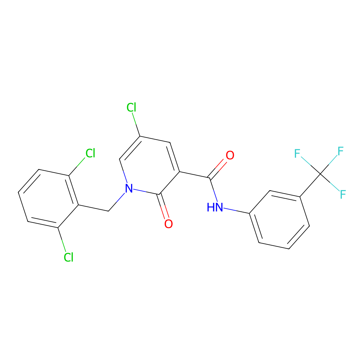 5-chloro-1-[(2,6-dichlorophenyl)methyl]-2-oxo-N-[3-(trifluoromethyl)phenyl]pyridine-3-carboxamide molecular structure, CAS 339024-02-1