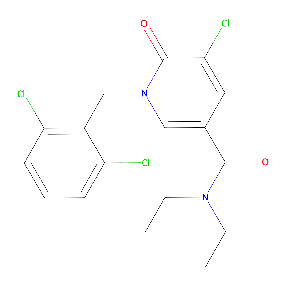 5-chloro-1-(2,6-dichlorobenzyl)-N,N-diethyl-6-oxo-1,6-dihydro-3-pyridinecarboxamide molecular structure, CAS 339024-04-3