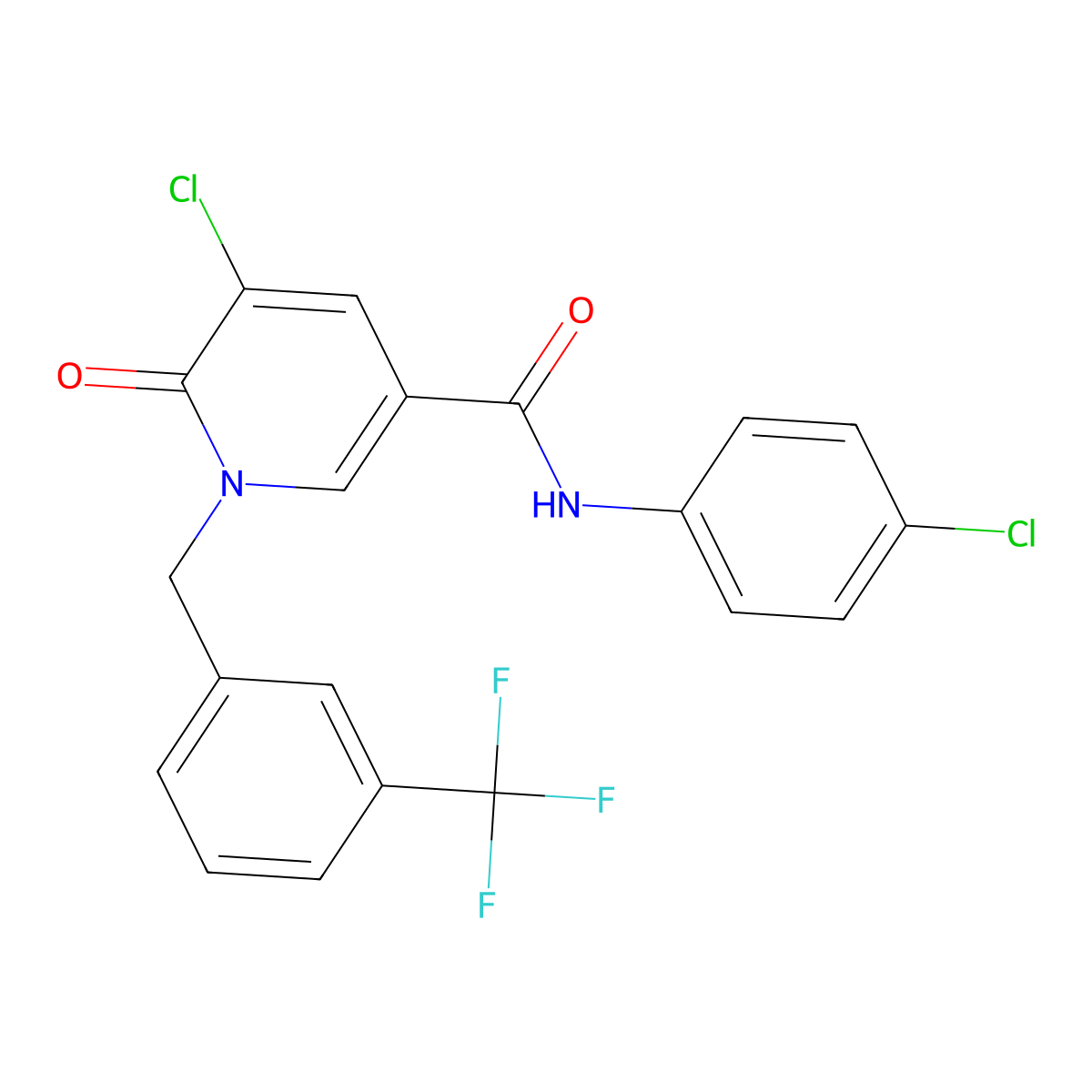 5-chloro-N-(4-chlorophenyl)-6-oxo-1-[[3-(trifluoromethyl)phenyl]methyl]pyridine-3-carboxamide molecular structure, CAS 339024-12-3