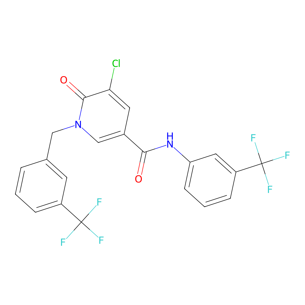 5-chloro-6-oxo-1-[3-(trifluoromethyl)benzyl]-N-[3-(trifluoromethyl)phenyl]-1,6-dihydro-3-pyridinecarboxamide molecular structure, CAS 339024-14-5