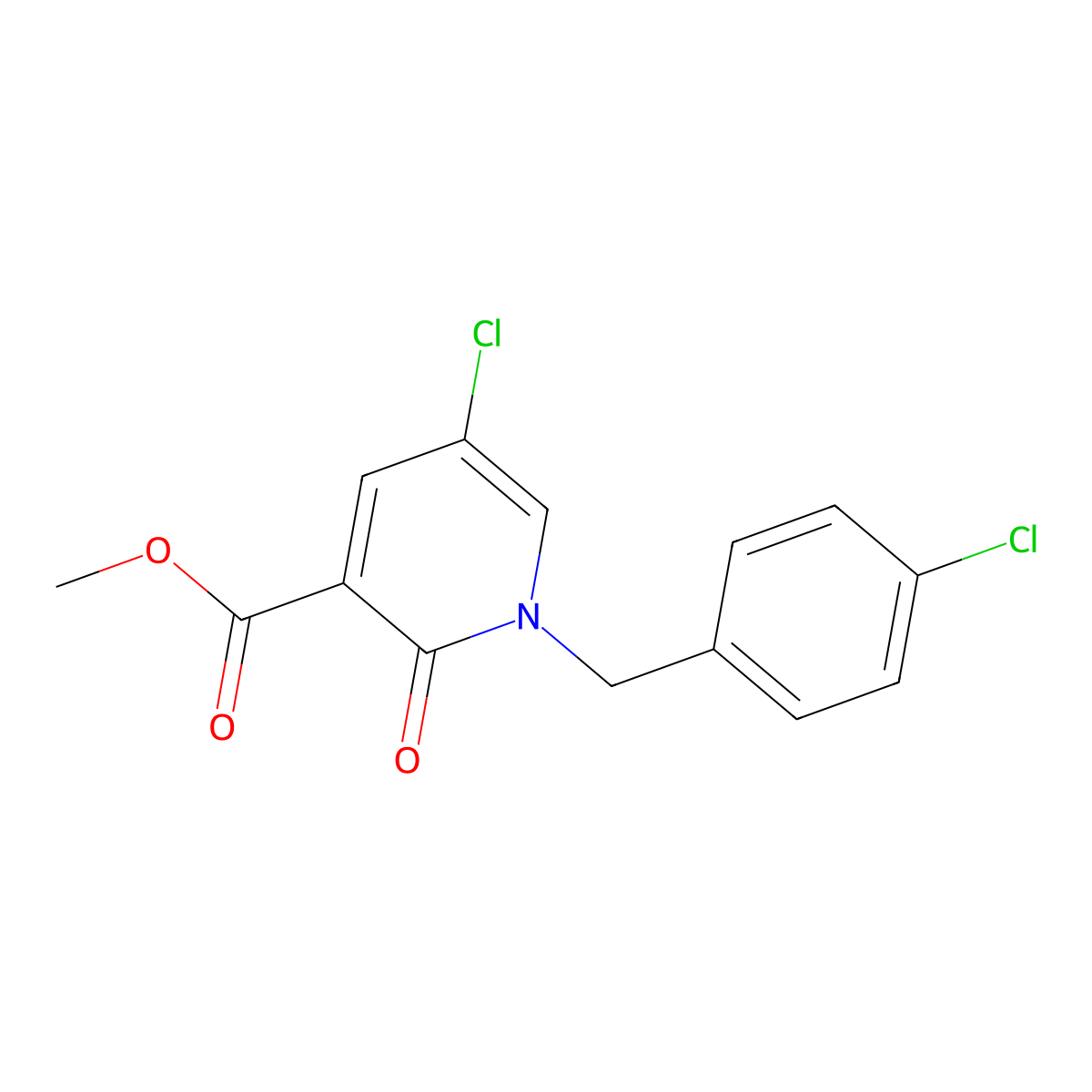 Methyl 5-chloro-1-[(4-chlorophenyl)methyl]-2-oxopyridine-3-carboxylate molecular structure, CAS 339024-16-7