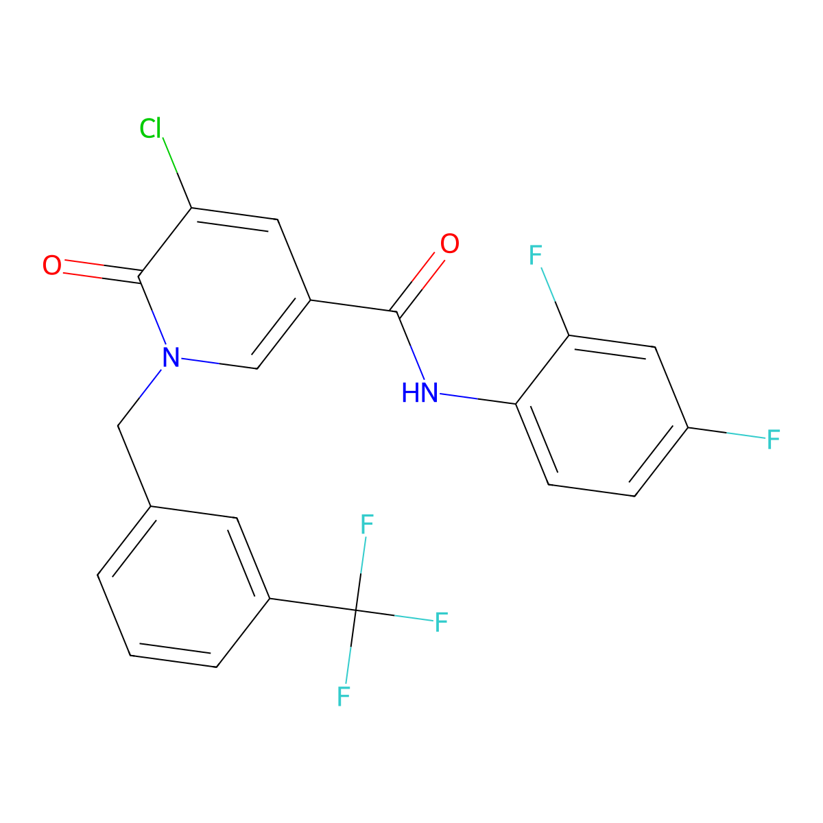 5-chloro-N-(2,4-difluorophenyl)-6-oxo-1-[[3-(trifluoromethyl)phenyl]methyl]pyridine-3-carboxamide molecular structure, CAS 339024-18-9