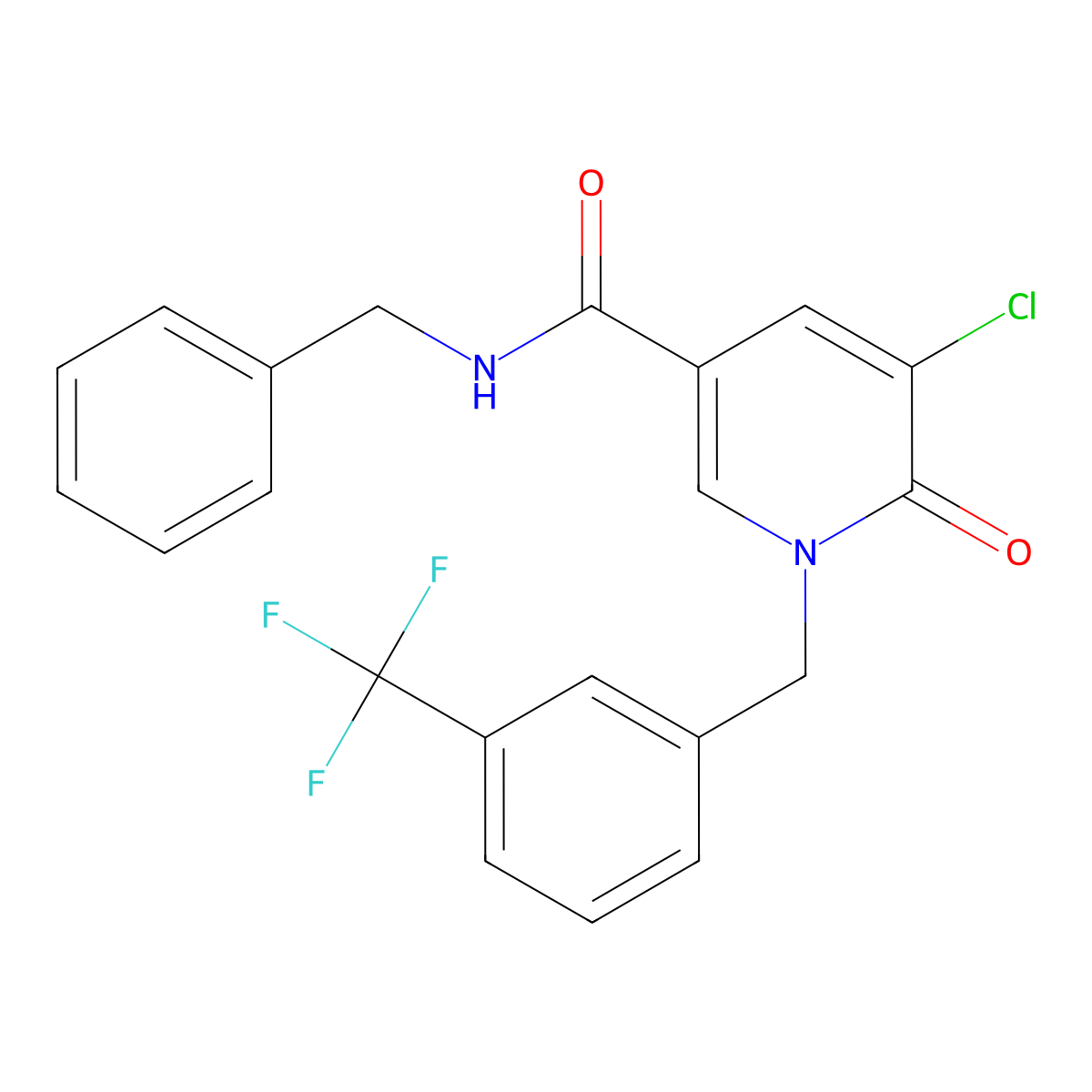 N-benzyl-5-chloro-6-oxo-1-[[3-(trifluoromethyl)phenyl]methyl]pyridine-3-carboxamide molecular structure, CAS 339024-21-4
