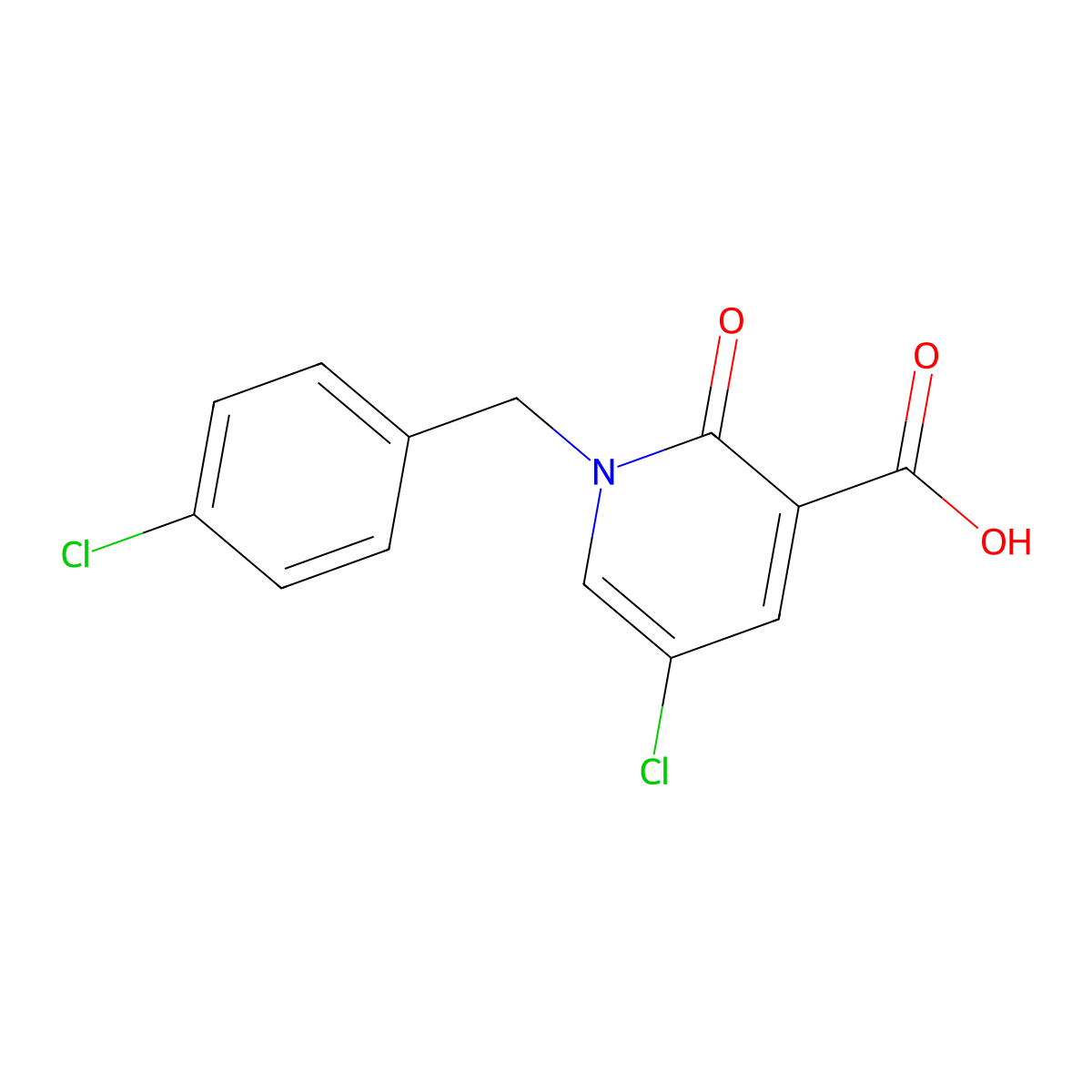 5-Chloro-1-(4-chlorobenzyl)-2-oxo-1,2-dihydro-3-pyridinecarboxylic acid molecular structure, CAS 339024-25-8