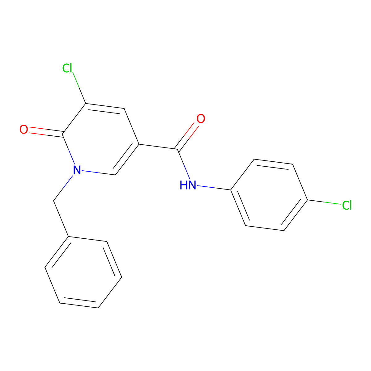 1-benzyl-5-chloro-N-(4-chlorophenyl)-6-oxo-1,6-dihydro-3-pyridinecarboxamide molecular structure, CAS 339024-30-5