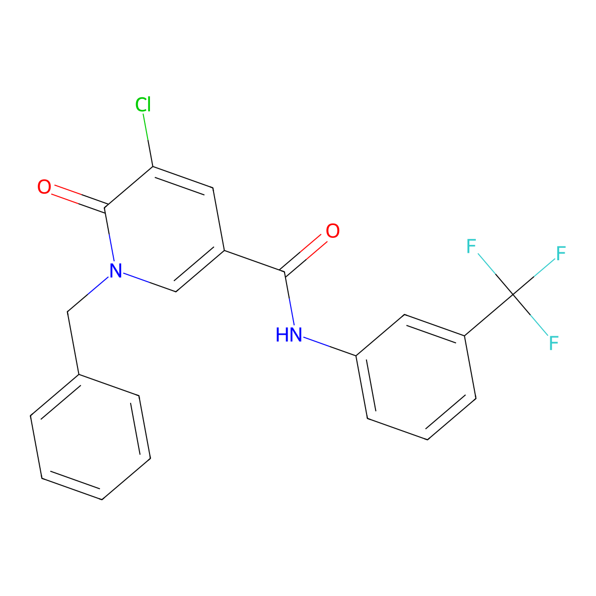 1-benzyl-5-chloro-6-oxo-N-[3-(trifluoromethyl)phenyl]-1,6-dihydro-3-pyridinecarboxamide molecular structure, CAS 339024-34-9