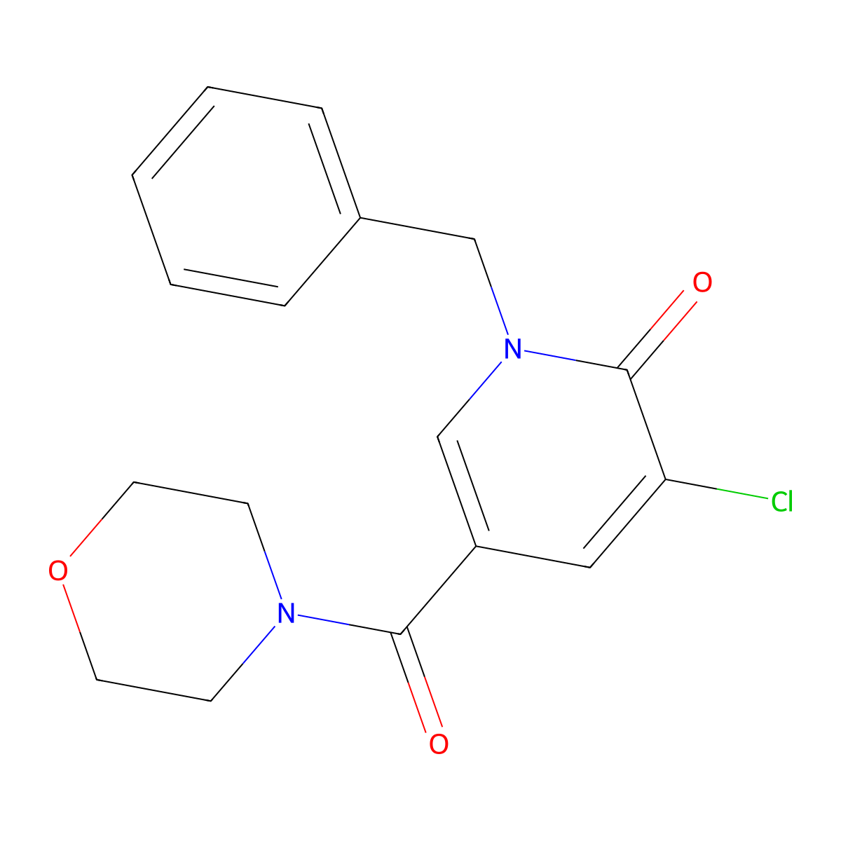 1-benzyl-3-chloro-5-(morpholinocarbonyl)-2(1H)-pyridinone molecular structure, CAS 339024-47-4