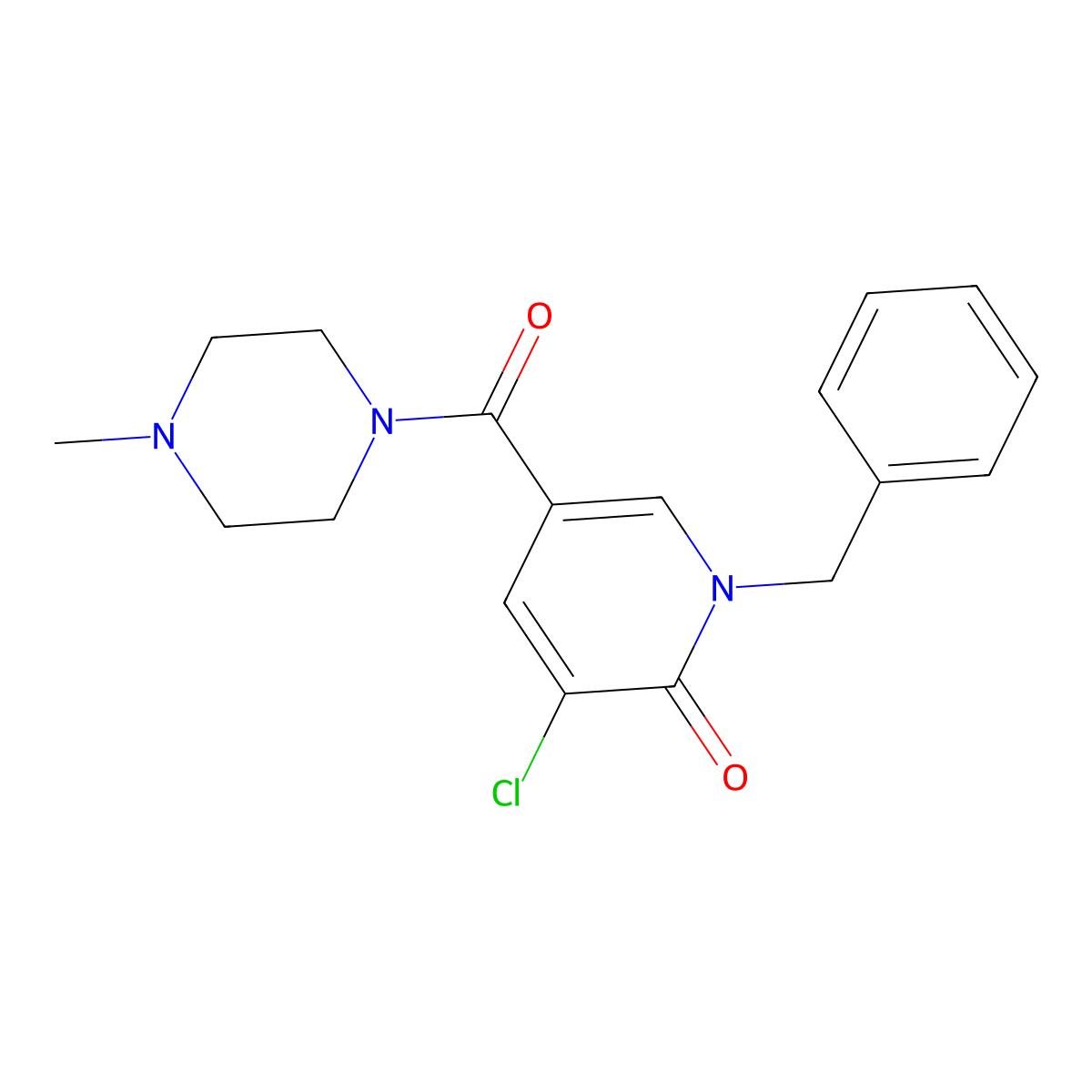 1-benzyl-3-chloro-5-[(4-methylpiperazino)carbonyl]-2(1H)-pyridinone molecular structure, CAS 339024-49-6