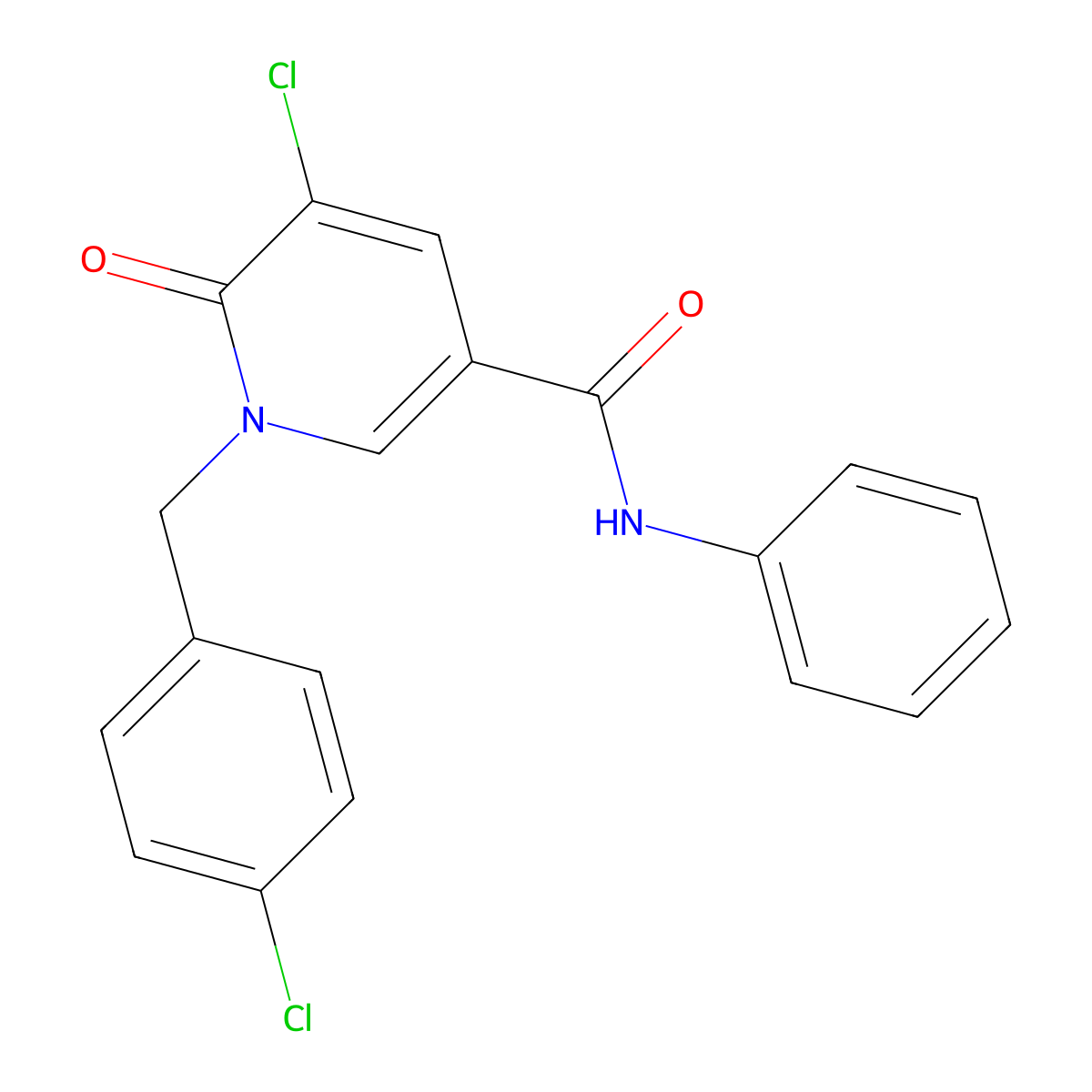5-chloro-1-(4-chlorobenzyl)-6-oxo-N-phenyl-1,6-dihydro-3-pyridinecarboxamide molecular structure, CAS 339024-55-4