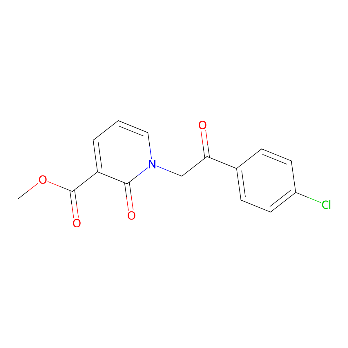 Methyl 1-[2-(4-chlorophenyl)-2-oxoethyl]-2-oxo-1,2-dihydro-3-pyridinecarboxylate molecular structure, CAS 339024-57-6